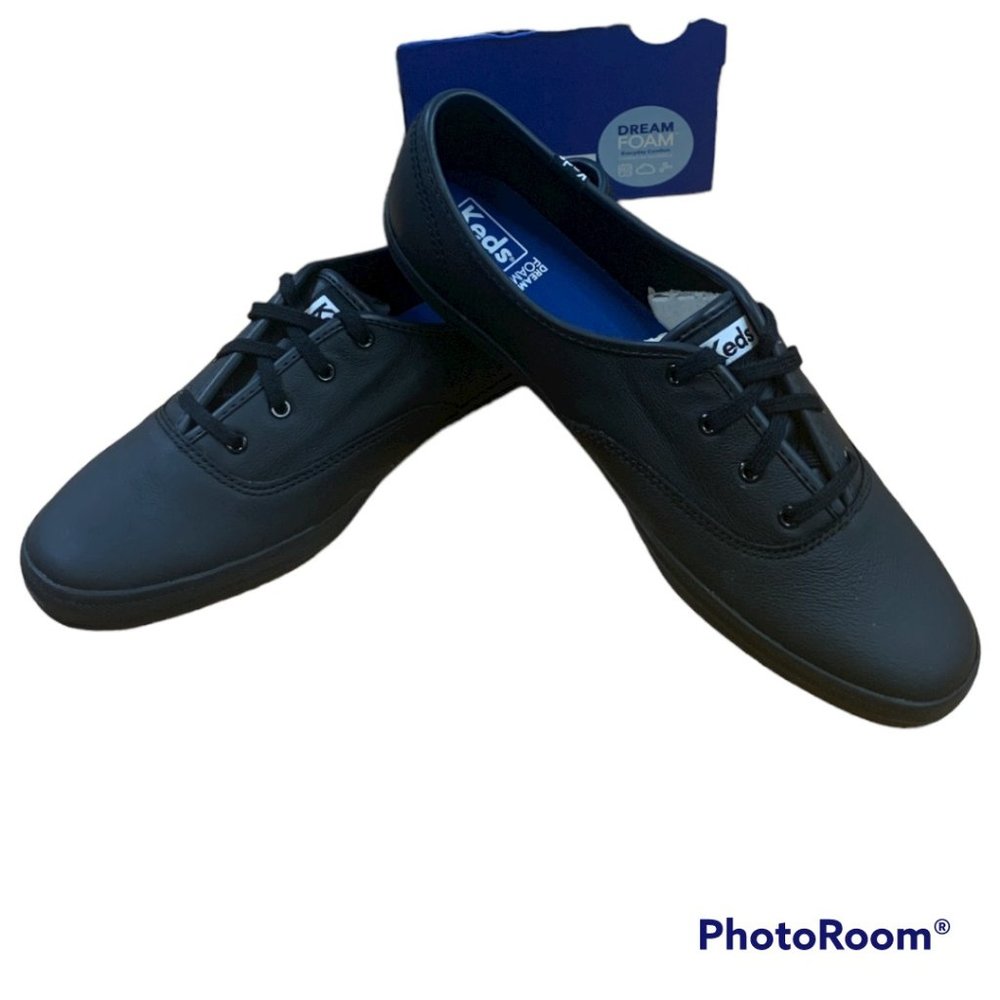 New with Box Keds Champion Black Leather With Dream Foam Size 12 2A NARROW